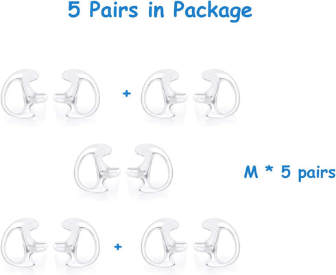 Walkie Talkie Acoustic Tube Earpiece Replacement Earmold Earpiece Earbud Earplug, Soft Silicone (Pair of 5)