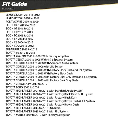 Scosche Compatible with Select 2010 to 2012 Lexus, 2004 to 2016 Scion, 2013 to 2018 Subaru & 2000 to 2019 Toyota