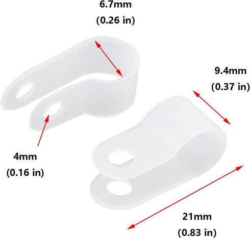 Antrader R-Type Cable Clamp - 1/4 Inch White Nylon Cable Organizer Clips, Pack of 200