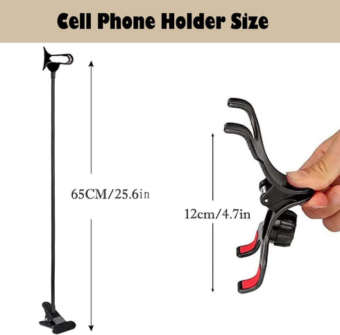 Cell Phone Holder, Lazy Bracket, 360-degree Rotating Universal Flexible Long Arms Clip Mount Gooseneck Phones Stand for