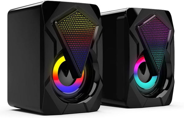 Computer 3.5mm Speakers with LED/Volume Control, USB Powered for Laptop