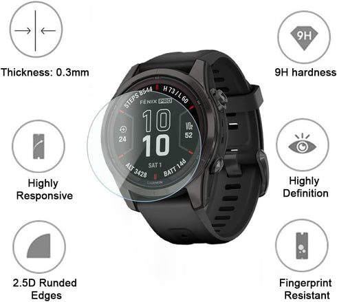 SmartWatch Tempered Glass Screen Protector for Garmin Fenix 7, 7 Solar, 7 Sapphire Solar & Epix 2 Pro 47mm