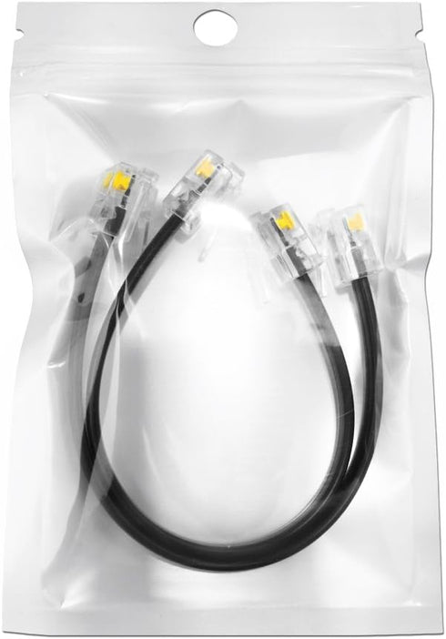 (2 Pack) 6 Inch Telephone Cord, Professional Grade, 6P4C Male RJ11 Plugs, Pure Copper Wire (Black)