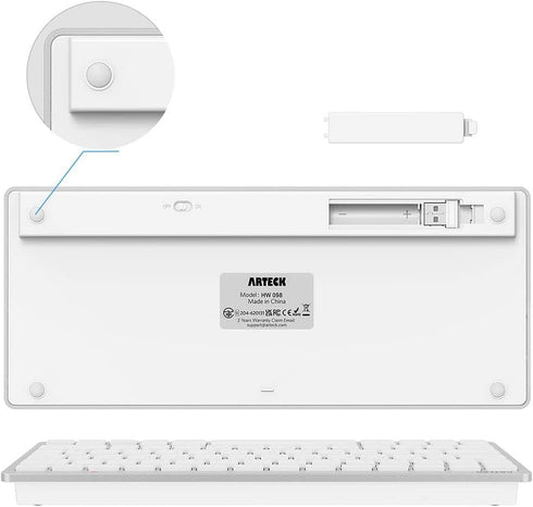 Arteck 2.4G Wireless Keyboard, Ultra Slim Compact with Media Hotkeys for Desktop PC, Laptop, Smart TV
