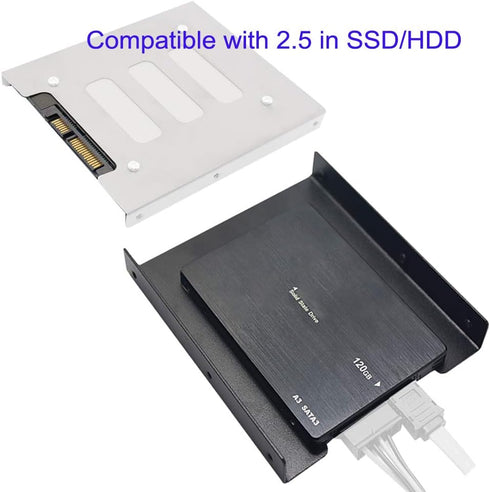 2 Pack Black SSD HDD Holder Mounting Bracket Adapter for 2.5 to 3.5 Hard Drive