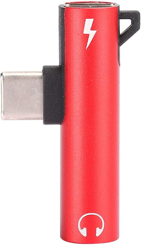 2Pcs USB Type-C to 3.5mm Female Headphone & Charger Adapter, 2-in-1 Fast Charging Cable for Type-C Phones (Red)