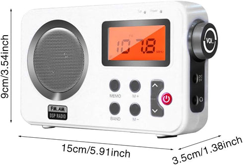 Shower Radio Speaker, Portable LCD Display Stereo Radio with AM/FM, Long Playback Time Radio with 20 Preset Stations