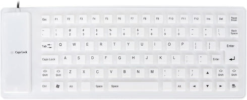 Roll-up Silicone Keyboard, Waterproof and Flexible USB Wired Keyboard, Lightweight Portable 85 Keys (White)