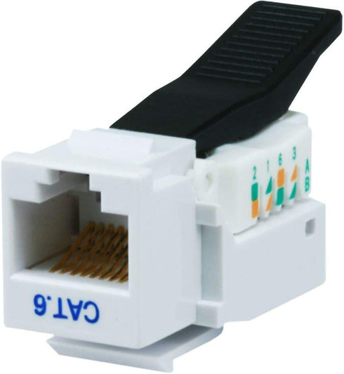 Monoprice Cat6 RJ45 Toolless Keystone Jack - White, For 22-24AWG Solid Wire