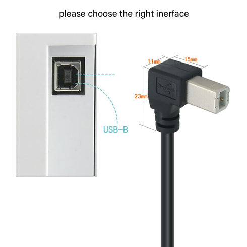 Tivid 59" 2.0 90 4.9 USB High Speed Right Angle Printer/Scanner Cable - Degree USB A Male to B Male - Feet