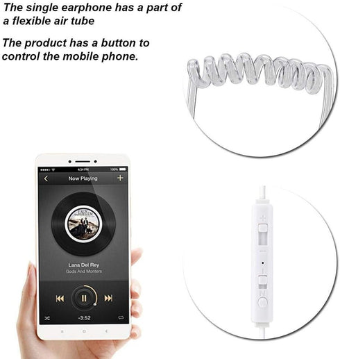 Yoidesu Universal 3.5mm Jack Acoustic Hollow Air Tube Earbuds, Wired Cell Phone Earpiece with Microphone (White)
