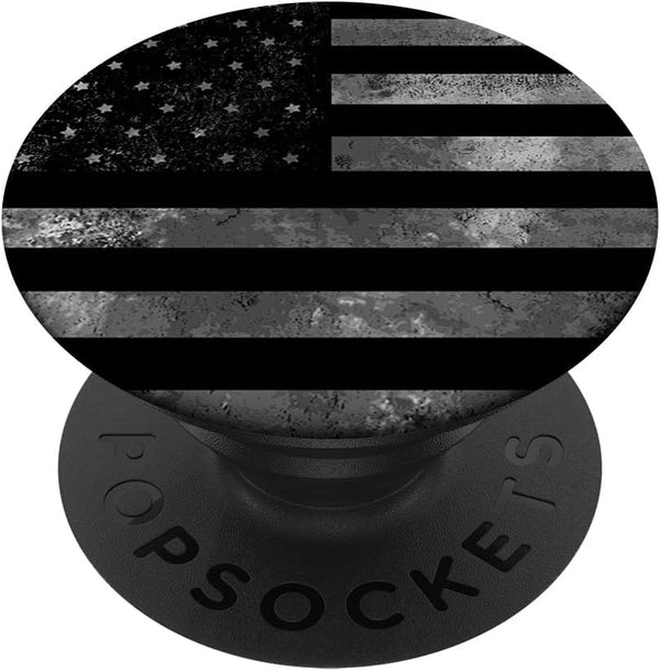 Grungy Grey Black American US Flag Vintage Patriotic Gift PopSockets Standard PopGrip