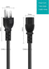 Narpendu 3-Prong 3 (0.92 Universal AC Power Cable for Computers, TVs, Monitors & More, Feet Meters), Black