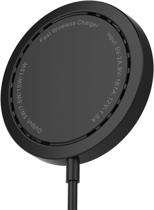 Wireless Charger, 15W Max Fast Magnetic Wireless Charging Pad Compatible with iPhone 15/14/13/12/11/X/8, Samsung Galaxy S22/S21/S20, AirPods Pro 2 with USB-A Converter Black