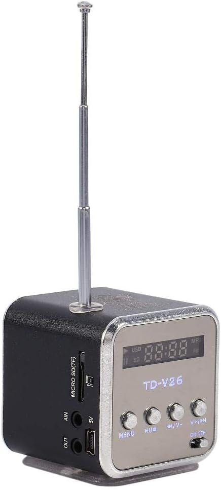 Music Player Mini Speaker, Portable FM Radio Stereo PC Fashion Support Card and U Disk (Black)