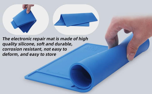 Hengtianmei Heat Insulation Silicone Repair Mat - 14 x 10 Inches with Scale Ruler for Soldering Iron, Phone Repair