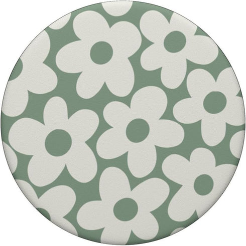Sage Green Aesthetic Cute Flowers Floral Retro Daisy PopSockets Standard PopGrip
