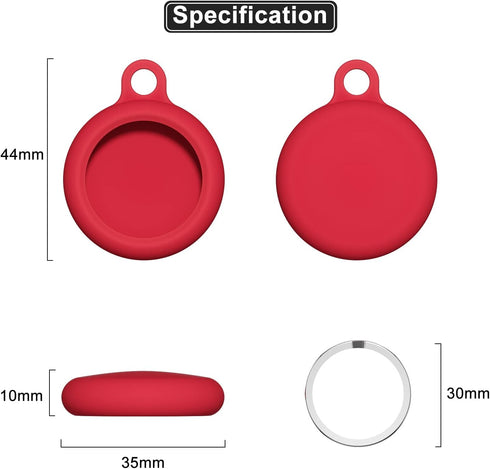 oakxco Silicone Airtag Keychain Holder, Cute Accessories for Kids, Luggage, Car Dog Collar, Waterproof Tracker (Red)