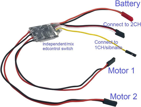 Nuofany 5A 2S-3S 130 180 Dual Way Bidirectional Brushed ESC Lipo Speed Control for RC Model Boat Tank Brushed Motor