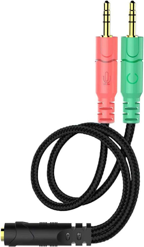 ENVEL Headset and Microphone Splitter Cable, 3.5mm Jack Audio Adapter, Y Splitter for PC