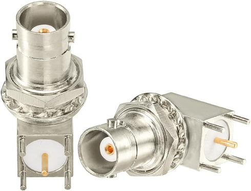 Superbat BNC Connector BNC Female Bulkhead Solder PCB Mount Right Angle Connector for CCTV Systems (5pcs)