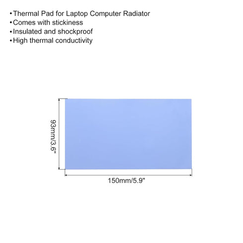 MECCANIXITY Thermal Pad 3.6W/m.K Insulated Heat Resistant High Temperature Resistant Silicone Cooling Pads 150x93x1mm for Laptop Computer Radiator, Blue