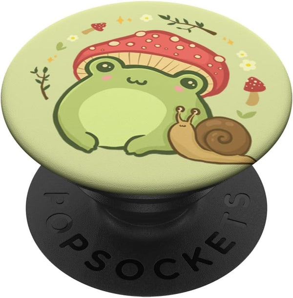 PopSockets Standard PopGrip, Cottagecore Aesthetic Frog Snail Cute Vintage