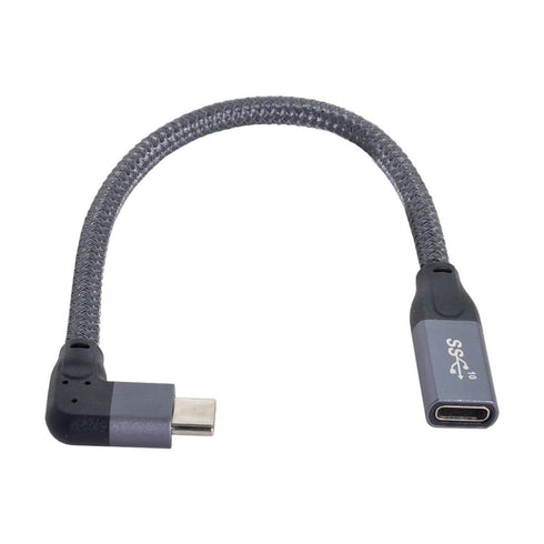 chenyang USB C Extension Cable, USB 3.1 Gen 2 Type C Male to Female Fast Charging Data Transfer 90 Degree Angled Nylon