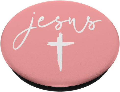 Jesus Cross Love Faith Easter Christmas Pink Peach Pastel PopSockets Standard PopGrip