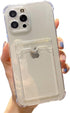 Tuokiou Clear Protective Card Slot Case for iPhone 15 Pro, Slim Fit Drop Resistant Soft TPU Wallet Case with Bumper