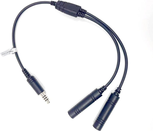 GA Dual Plugs General Aviation Headset to U174/U Helicopter Headphone Adapter