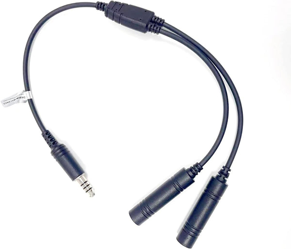 GA Dual Plugs General Aviation Headset to U174/U Helicopter Headphone Adapter