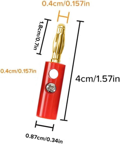 Oiyagai 20pcs Audio Speaker Wire Cable Banana Plugs, Screw Type Connectors 4mm (Gold-Plated)