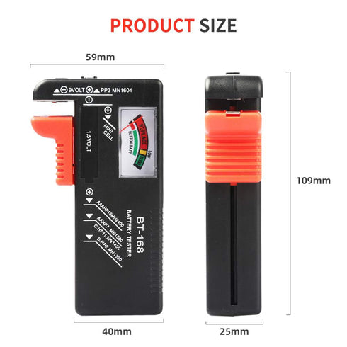 1Pcs Battery Tester Checker, Universal Model BT-168 for AA AAA C D 9V Button Cell Batteries