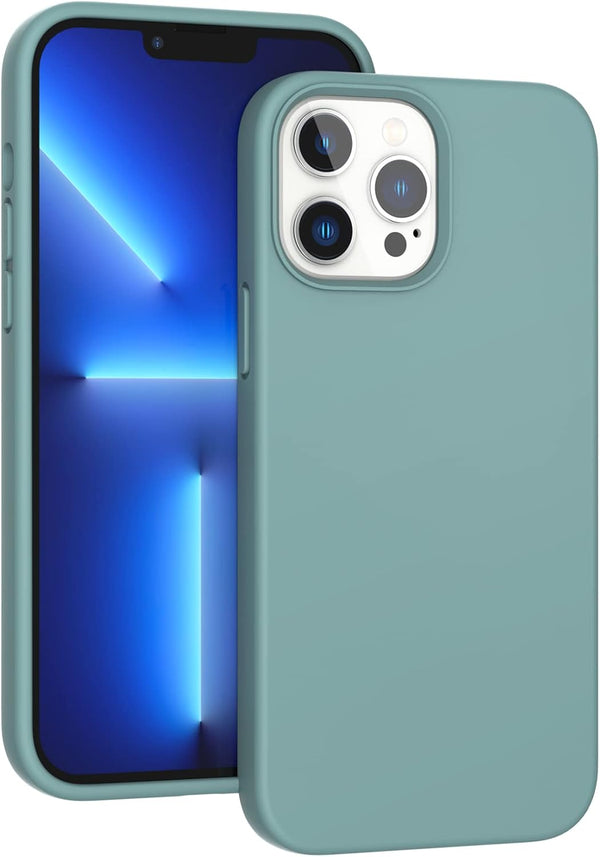 iPhone 13 Pro Max Case, Shockproof Anti-Scratch Slim Liquid Silicone Protective Bumper, Pine Green