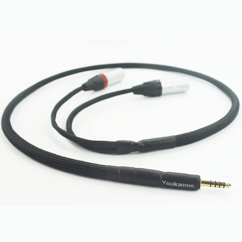 Youkamoo 4.4mm to Dual XLR Male Balanced Audio Headphone Adapter - Silver Plated Cable 5 FT