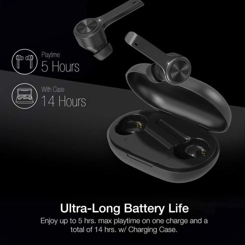 Wireless Earbuds with True 5.0 Bluetooth, Immersive Sounds, Charging Case, IPX5 Sweatproof, Black