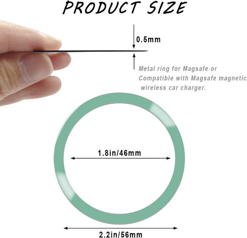 12 Pieces Magnetic Wireless Charger Universal Metal Rings with Sticker, 6 Colors, Ultra Thin Metal Rings Compatible with MagSafe Wireless Charger Car Charger on Most Smartphone