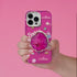 Grips by CRYSTALFY Pink Druzy Quartz Crystal Phone Grip & Stand, Authentic Natural Gemstone Holder