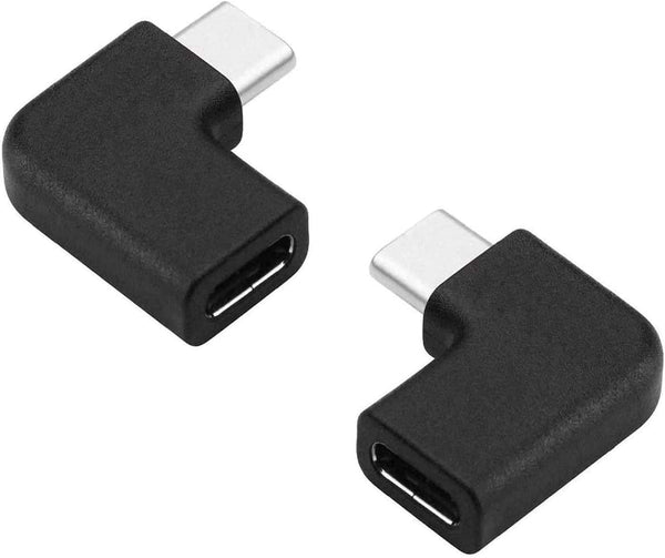 USB-C 90 Degree Angle Adapter, 2 Pack Male to Female Right & Left Angled USB 3.1 Type-C Extension