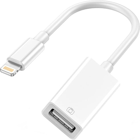 Lightning to USB Camera Adapter, USB 3.0 OTG Cable for iPhone 14 13 12 11 XS XR X SE 8 7 6 5 iPad/iPod to Connect Card