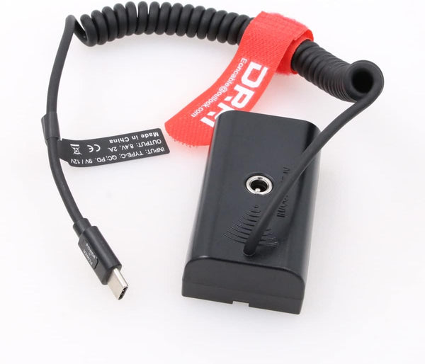 NP-F970 Dummy Battery to USB Type-C PD Power Cable for Atomos Ninja V, Sony NP-F Batteries by DRRI