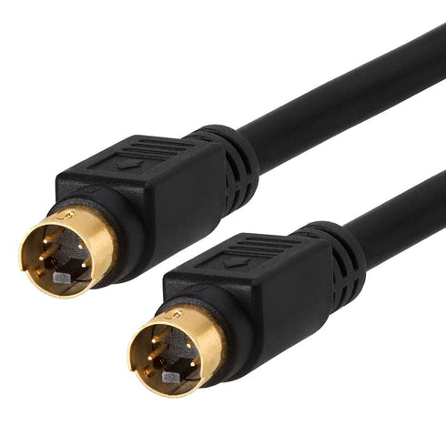 Cmple S Video Cable 25 ft - 4-PIN SVHS Mini Din Video Cord for Home Theater, Camcorder, DVD Player - Black