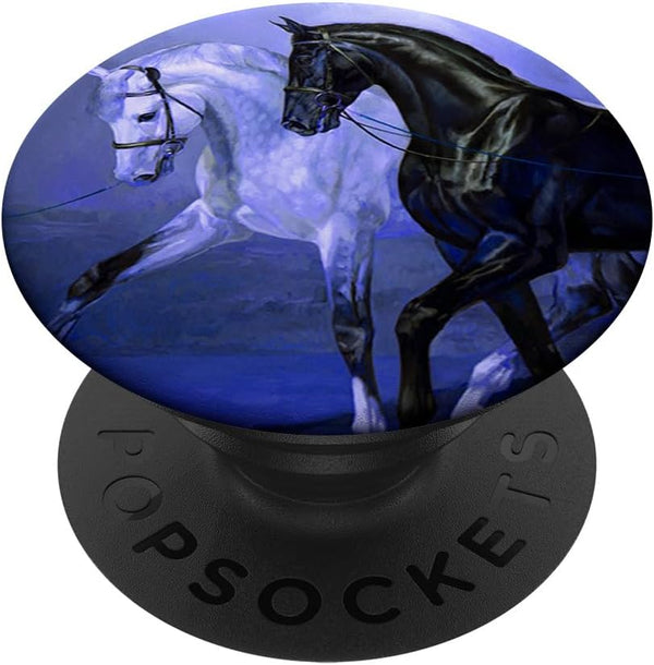 PopSockets PopGrip: Cute White Black Horse Art Design Gift for Horse Lovers, Swappable Grip for Phones & Tablets