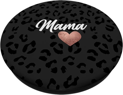 Mama Heart Black Leopard Cute Love Matching Family Mom Mommy PopSockets Standard PopGrip
