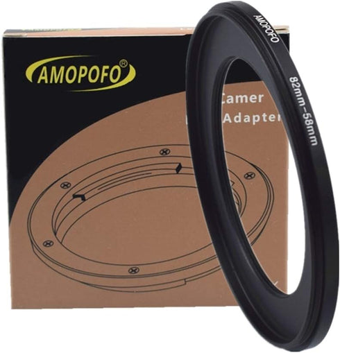 82 to 58mm Metal Step Down Rings Filter Adapter for UV, ND, CPL, Compatible with All 82mm Camera Lenses & 58mm