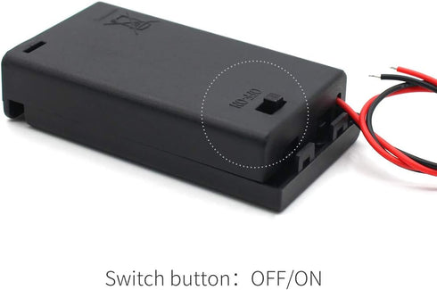 2 AA Battery Holder with Leads, ON/Off Switch, Screw Cap Case, 2 Slots x 1.5V 3 Volt (4-Pack)