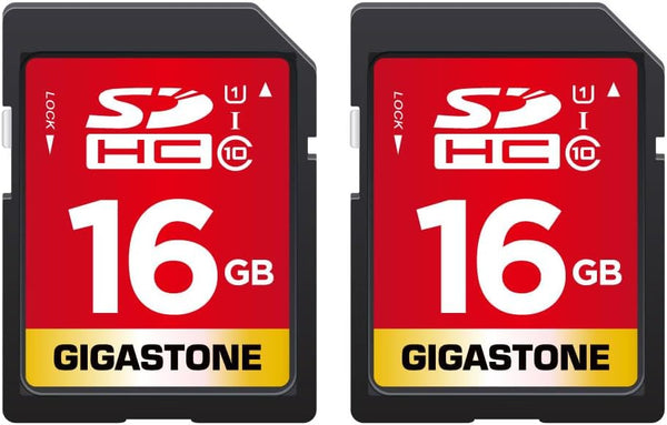 Gigastone 16GB SDHC Memory Card, 2 Pack Premium Series, Transfer Speed Up to 80MB/s for Photos, Videos, Music, Files,