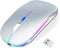 Wireless Bluetooth Mouse for iPad/MacBook Pro/Air/Laptop/PC, Rechargeable Silent Portable Slim (LED/Silver)