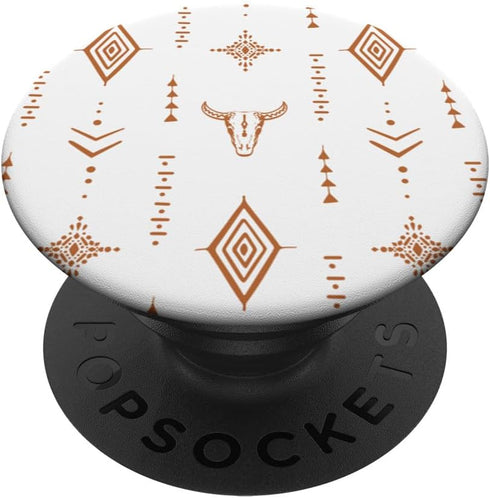 Western Boho Bull Skull Pattern Aztec PopSockets Standard PopGrip